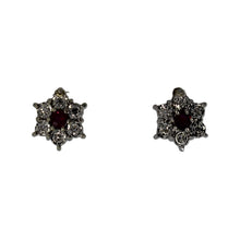 Load image into Gallery viewer, Ruby and Diamond Flower Studs
