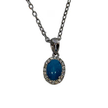 Load image into Gallery viewer, Oval Turquoise With Diamond Halo Pendant
