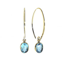 Load image into Gallery viewer, Blue Topaz on Elongated Shepard Hooks

