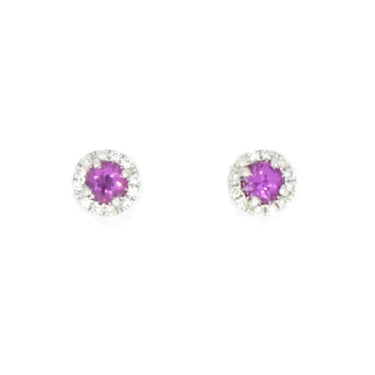 Pink Sapphire Halo Studs