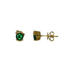 Load image into Gallery viewer, Emerald Stud Half Bezel Earrings
