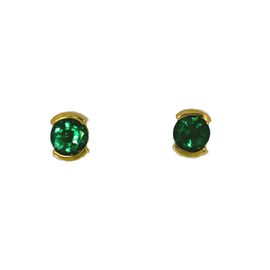 Emerald Stud Half Bezel Earrings