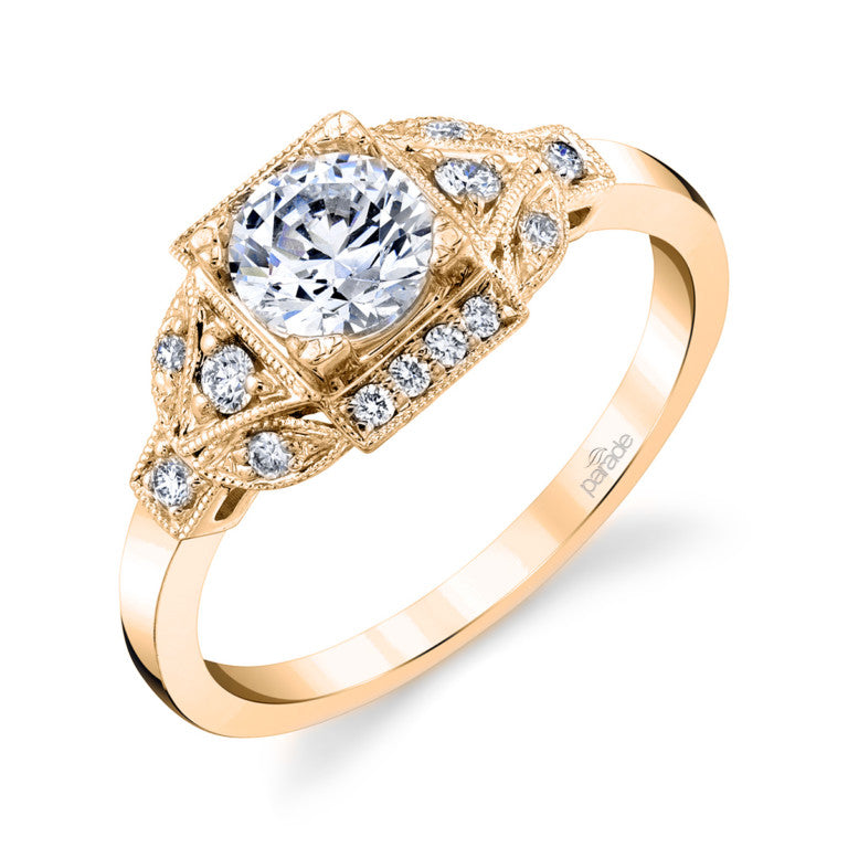 Vintage inspired Hera Engagement Ring in Yellow Gold