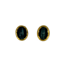 Load image into Gallery viewer, Cat&#39;s Eye Blue Tourmaline Earrings
