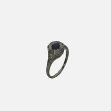 Load image into Gallery viewer, Vintage Inspired Platinum and Blue Sapphire Ring
