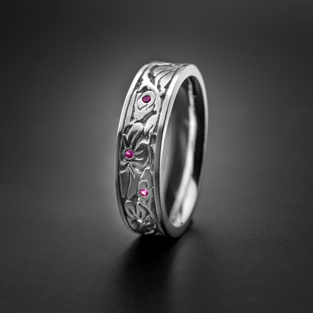 Studio 311 Narrow Cherry Blossom w/ Gemstone Wedding Band