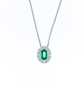 Emerald With Halo Pendant