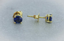 Load image into Gallery viewer, 7.25 mm Sapphire Studs in Yellow Gold
