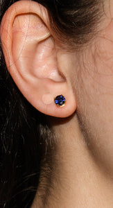 7.25 mm Sapphire Studs in Yellow Gold