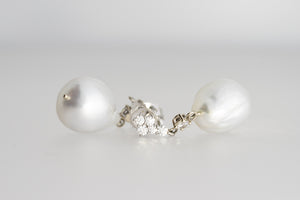 Pearl and Diamond Dangle Earrings