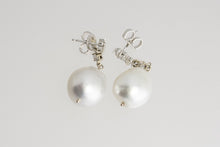 Load image into Gallery viewer, Pearl and Diamond Dangle Earrings
