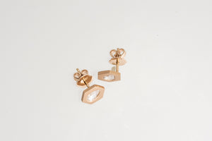 Hexagonal Rose Gold Diamond Earrings
