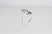 Load image into Gallery viewer, Blue Sapphire Three Flower Ring
