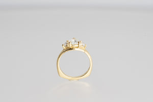 Pear Diamond Ring with Trillion Sides