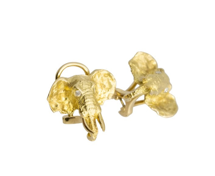 Elephant Earrings With Diamond Eyes