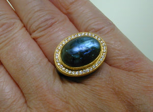 Labradorite and diamond ring