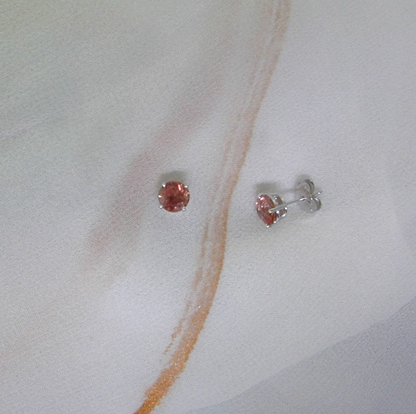 Sunstone earrings 6 mm round