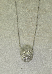White gold wire sphere necklace