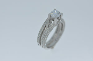 Natalie K semi-mount Diamond engagement ring & wedding band: 14K White Gold