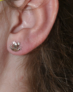 Frog earrings in white gold