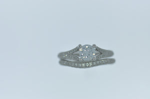 Natalie K semi-mount Diamond engagement ring & wedding band: 14K White Gold