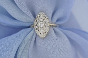 Vintage Diamond Ring With Scalloped Edges