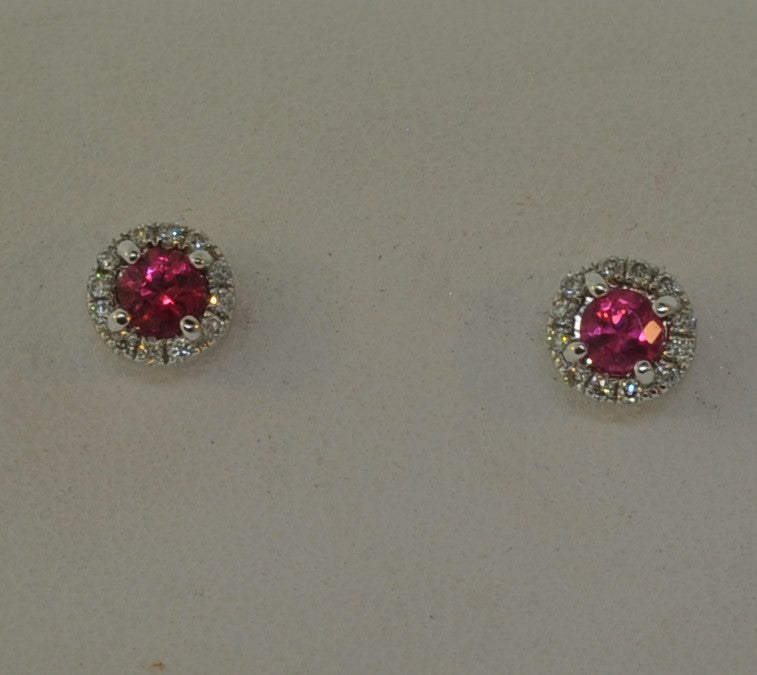 Red Spinel Halo earrings