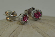 Load image into Gallery viewer, Red Spinel Halo earrings
