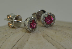 Red Spinel Halo earrings