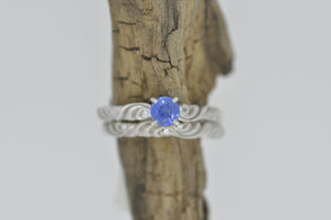 Sapphire Ring With Diamond and Satin Accents