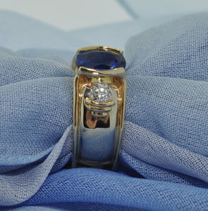 Sapphire & Diamond Ring: Talisman Original Wendy Design in 14K Yellow & White Gold