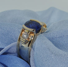 Load image into Gallery viewer, Sapphire &amp; Diamond Ring: Talisman Original Wendy Design in 14K Yellow &amp; White Gold
