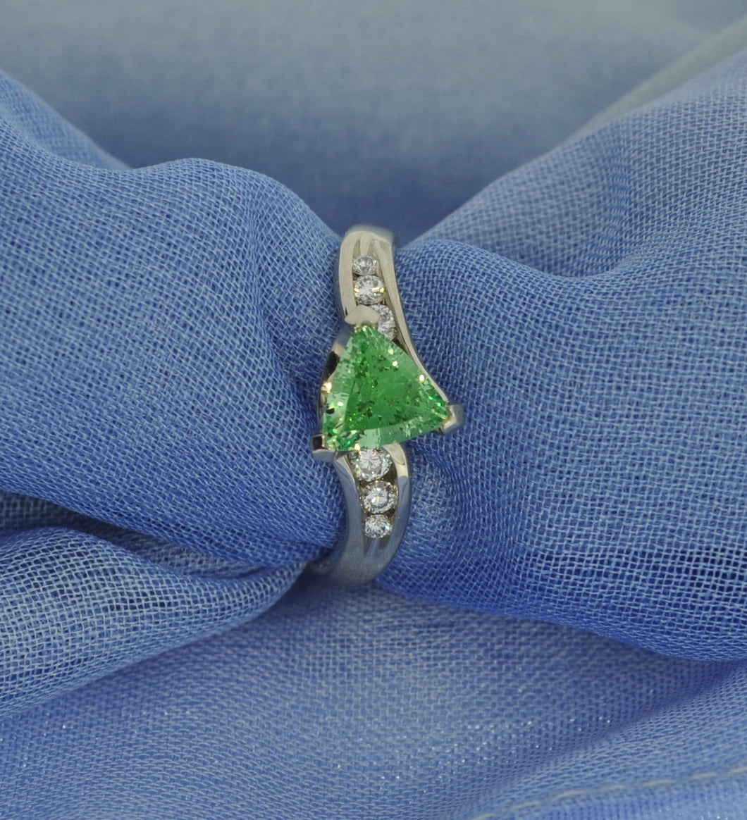 Trillion Green Garnet Ring