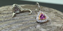 Load image into Gallery viewer, Pink trillion sapphire earrings
