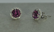 Load image into Gallery viewer, Garnet Studs with Halo
