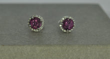 Load image into Gallery viewer, Garnet Studs with Halo
