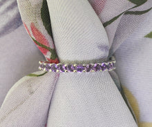 Load image into Gallery viewer, Estate Ring: Amethyst Band with 13 faceted round gems in 14K
