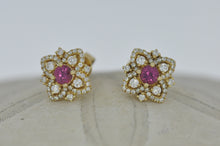 Load image into Gallery viewer, Retro-like Diamond and Ruby Earrings
