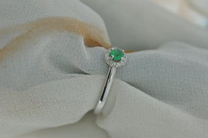 Sweet Emerald With Halo Ring