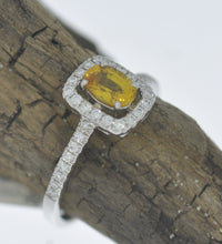 Load image into Gallery viewer, Yellow Sapphire Halo Ring
