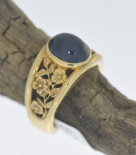 Load image into Gallery viewer, Open Floral Cabochon Sapphire Ring
