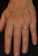 Load image into Gallery viewer, Diamond Ring: 14K Rose Gold with 25 Diamonds in square cushion-shape cluster
