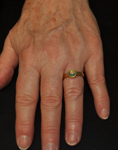 Round Opal in Matte Gold Ring