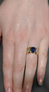 Sapphire & Diamond Ring: Talisman Original Wendy Design in 14K Yellow & White Gold