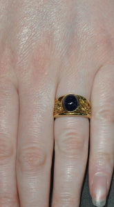 Open Floral Cabochon Sapphire Ring