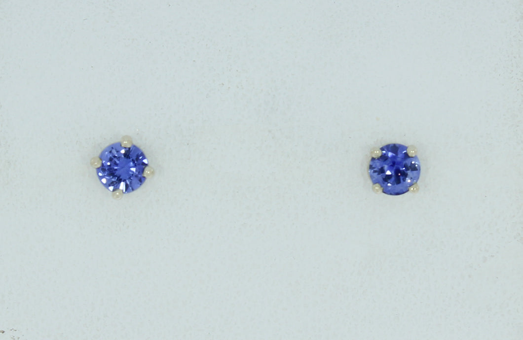 Blue Sapphire Studs in White Gold