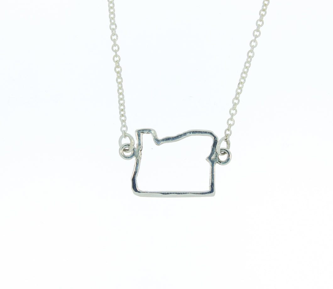 Sterling Silver Outline of Oregon Necklace