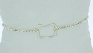 Sterling Silver Outline of Oregon Bracelet