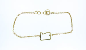 Gold Outline of Oregon Bracelet