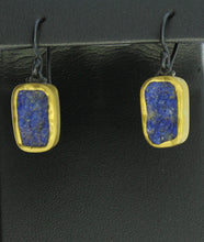 Load image into Gallery viewer, 24 kt Bezeled Lapis Lazuli Earrings
